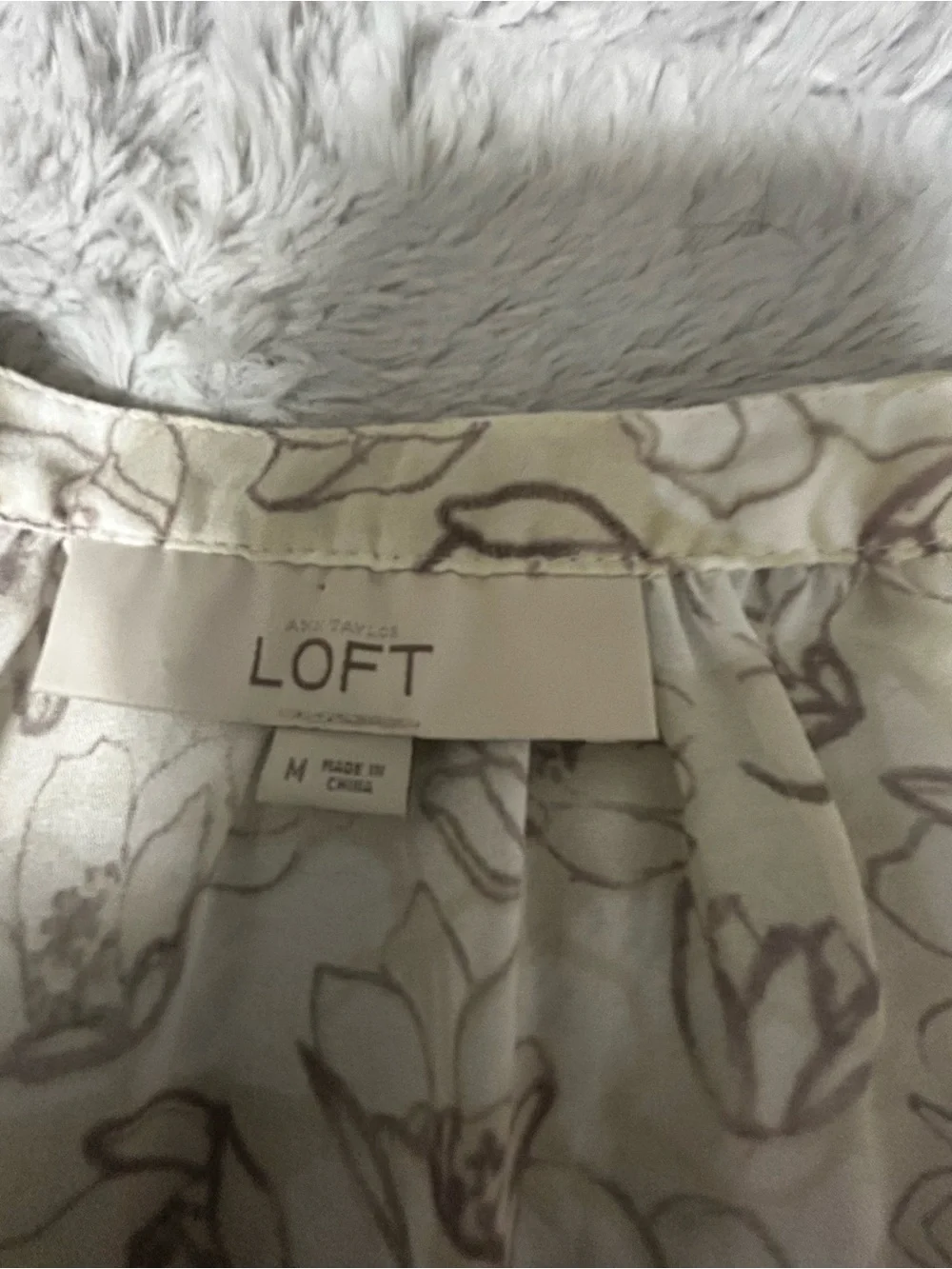 LOFT Cream Floral Peasant Blouse